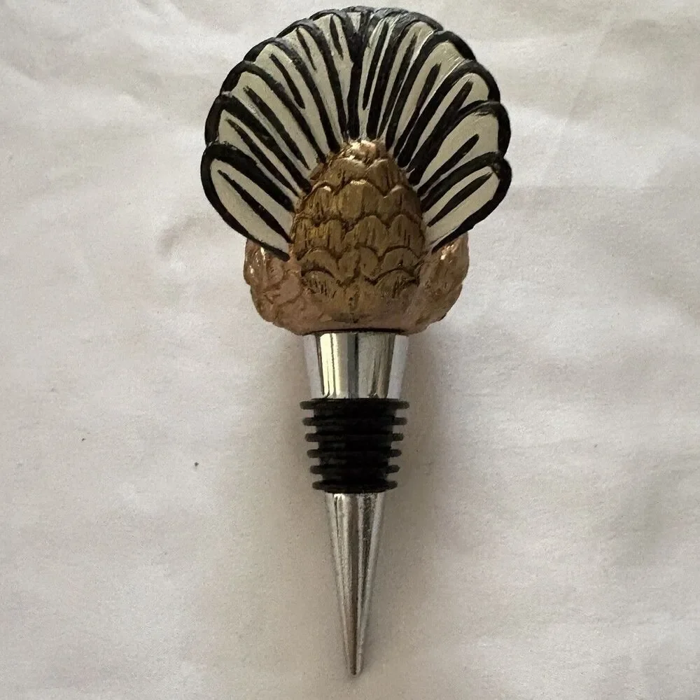 Retired Mackenzie Childs Autumn Harvest Bottle Stopper Turkey Thanksgiving 5